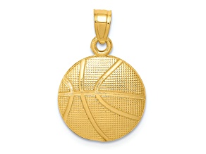 14k Yellow Gold Textured Basketball Pendant