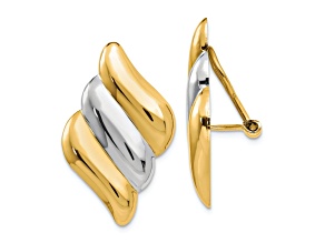14K Two-tone Gold Non-pierced Stud Earrings