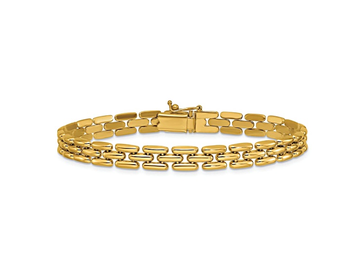 14k Yellow Gold Polished 6.3mm Fancy Link Bracelet