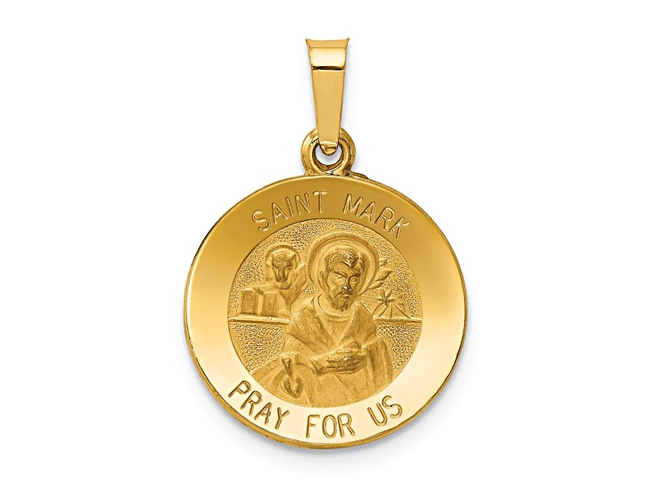 14k Yellow Gold Polished and Satin Saint Mark Medal Pendant