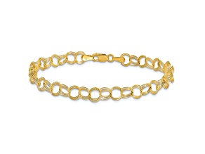 10k Yellow Gold 6mm Triple Link Charm Bracelet