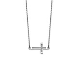 Rhodium Over 14K White Gold Sideways Cut-out Cross Necklace