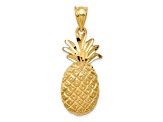 14k Yellow Gold Brushed and Diamond-Cut Pineapple Pendant