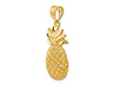 14k Yellow Gold Brushed and Diamond-Cut Pineapple Pendant
