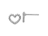 Rhodium Over 14k White Gold Heart Stud Earrings