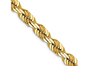 14k Yellow Gold 6.5mm Solid Diamond-Cut Rope 20 Inch Chain