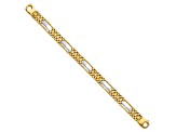 14K Yellow and White Gold Men's Polished and Satin 8.75-inch Men's Link Bracelet