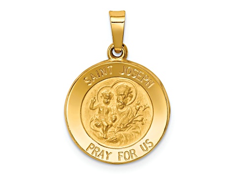 14k Yellow Gold Polished and Satin St Joseph Medal Pendant