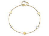 14K Two-tone Polished Butterfly with 1-inch Extension Anklet