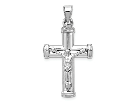 Rhodium Over 14K White Gold Reversible Crucifix Pendant