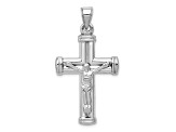 Rhodium Over 14K White Gold Reversible Crucifix Pendant