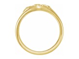 14K Yellow Gold Floral Oval Signet Ring
