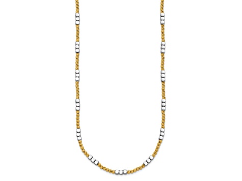 14K Two-tone Diamond-cut Beaded 18-inch Necklace