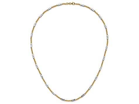14K Two-tone Diamond-cut Beaded 18-inch Necklace