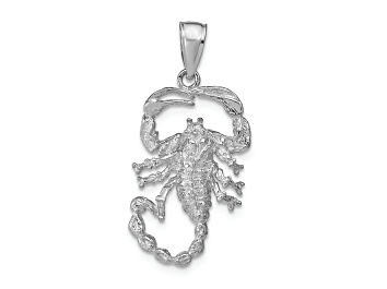 Picture of Rhodium Over 14k White Gold Solid Polished Open-backed Scorpion Pendant