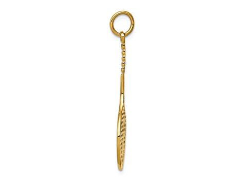 14k Yellow Gold Textured Tennis Racquet Pendant