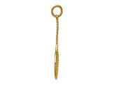 14k Yellow Gold Textured Tennis Racquet Pendant