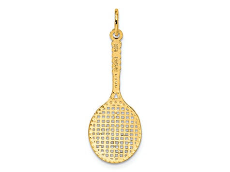 14k Yellow Gold Textured Tennis Racquet Pendant