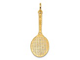 14k Yellow Gold Textured Tennis Racquet Pendant