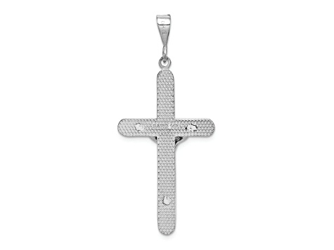 Rhodium Over 14k White Gold Crucifix Pendant