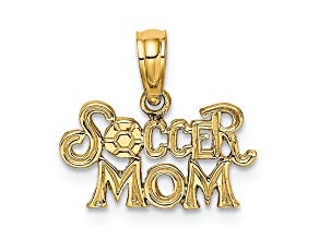 14k Yellow Gold Textured Soccer Mom Charm