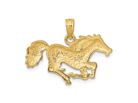 14k Yellow Gold Running Horse Pendant