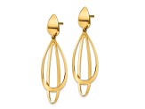 14K Yellow Gold Polished and Brushed Post Dangle Earrings