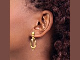 14K Yellow Gold Polished and Brushed Post Dangle Earrings