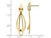 14K Yellow Gold Polished and Brushed Post Dangle Earrings