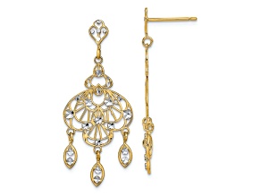 14K Two-tone Gold Diamond-Cut Chandelier Fancy Dangle Earrings