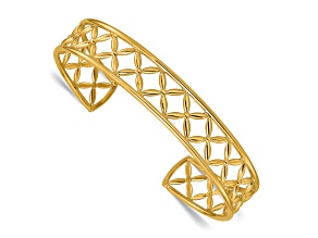 14k Yellow Gold Polished 10.9mm Fancy Flexible Cuff Bangle