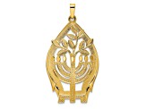 14k Yellow Gold Polished and Textured Menorah Tree of Life Pendant