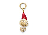 14K Yellow Gold with Red and White Enamel Santa Hat Charm Pendant