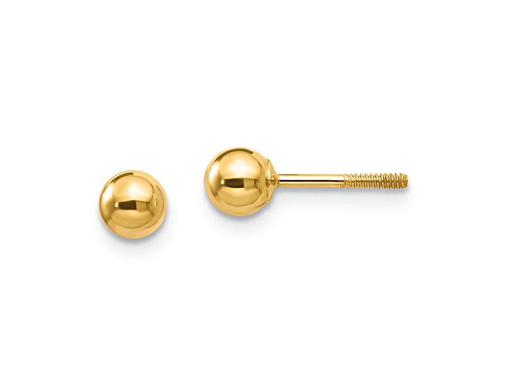 14k Yellow Gold Polished 4mm Ball Stud Earrings