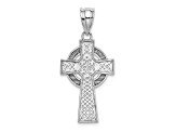 Rhodium Over 14K White Gold Celtic Cross Pendant