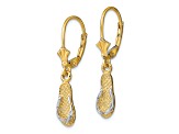14k Yellow Gold and Rhodium Over 14k Yellow Gold Textured Flip Flop Dangle Earrings