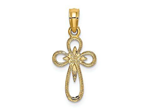 14k Yellow Gold Cut-Out Cross with Small Interior Cross Charm