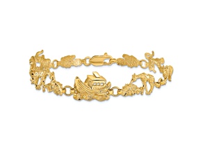 14k Yellow Gold Textured Noah's Ark Link Bracelet