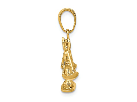 14k Yellow Gold 3D Moveable Scales of Justice Pendant