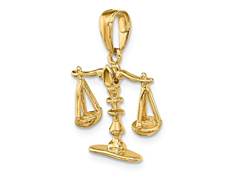 14k Yellow Gold 3D Moveable Scales of Justice Pendant
