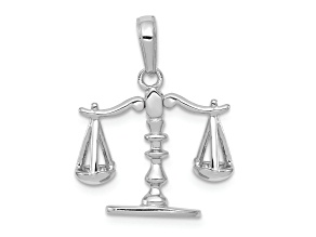 Rhodium Over 14k White Gold 3D Moveable Scales of Justice Pendant