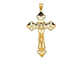 14K Yellow Gold INRI Fleur De Lis Crucifix Pendant