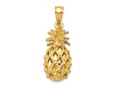 14k Yellow Gold 3D Textured Cut-Out Pineapple Pendant