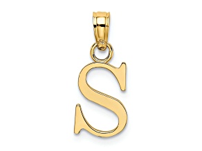 10K Yellow Gold Polished S Block Initial Charm