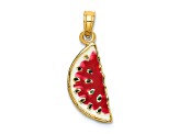 14k Yellow Gold with Enameled 3D Watermelon Charm