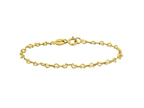 Children's 14K Yellow Gold Heart Link Bracelet, 5"