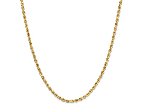 14k Yellow Gold 3.3mm Solid Rope 18 Inch Chain