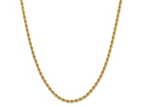 14k Yellow Gold 3.3mm Solid Rope 18 Inch Chain