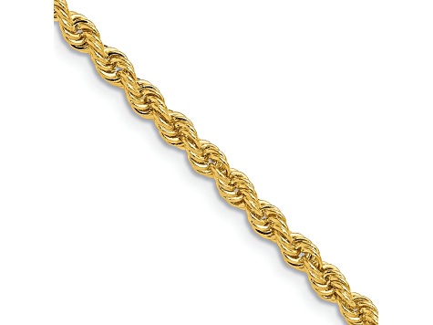 14k Yellow Gold 3.3mm Solid Rope 18 Inch Chain