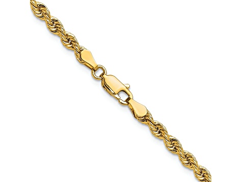 14k Yellow Gold 3.3mm Solid Rope 18 Inch Chain